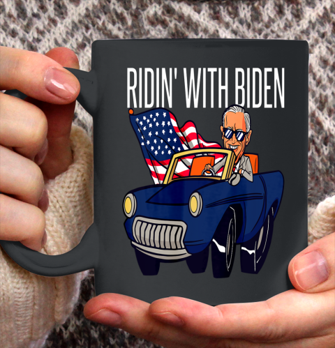 Funny Riding With Joe Biden 4th Of July USA Flag Car 2020 Ceramic Mug 11oz