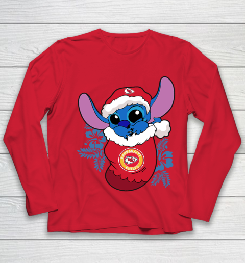 Kansas City Chiefs Christmas Stitch In The Sock Funny Disney NFL Youth Long Sleeve 10