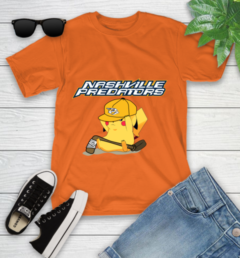 NHL Pikachu Hockey Sports Nashville Predators Youth T-Shirt 7