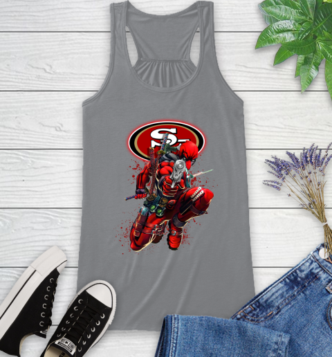 NFL Deadpool Marvel Comics Sports Football San Francisco 49ers Racerback Tank 5