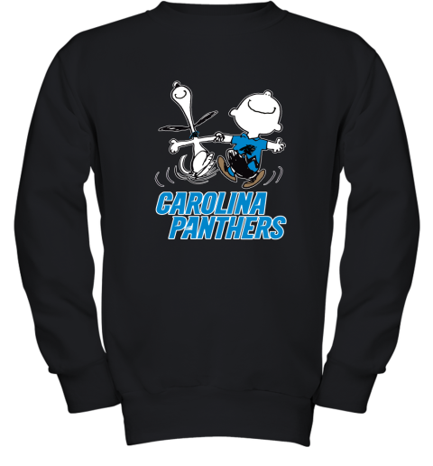 Snoopy And Charlie Brown Happy Carolina Panthers Fans Youth Sweatshirt
