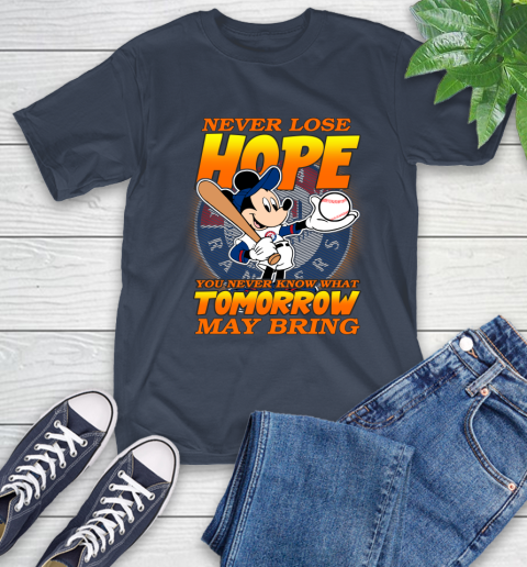 Texas Rangers MLB Baseball Mickey Disney Never Lose Hope T-Shirt 3