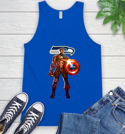 NFL Captain America Marvel Avengers Endgame Football Sports Seattle Seahawks Tank Top 5