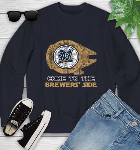 MLB Come To The Milwaukee Brewers Side Star Wars Baseball Sports Youth Sweatshirt 2