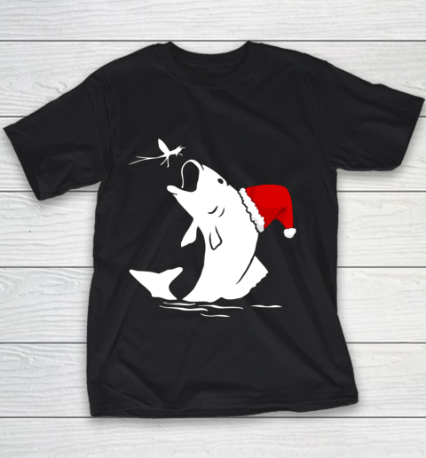 Bass Fishing Santa Hat Christmas Pajama Tshirt For Fishermen Youth T-Shirt