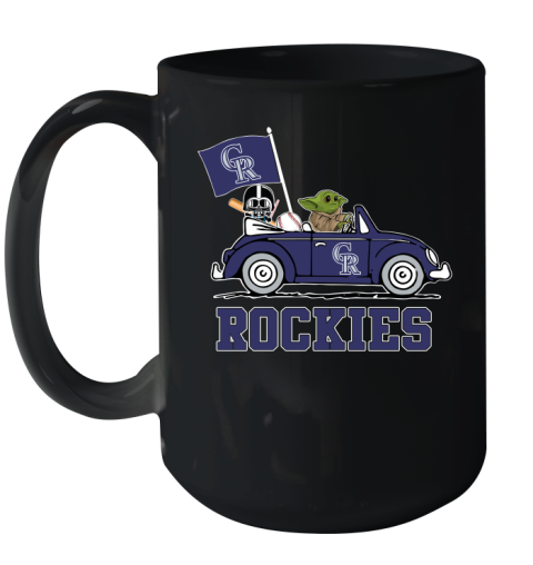 MLB Baseball Colorado Rockies Darth Vader Baby Yoda Driving Star Wars Shirt Ceramic Mug 15oz 2