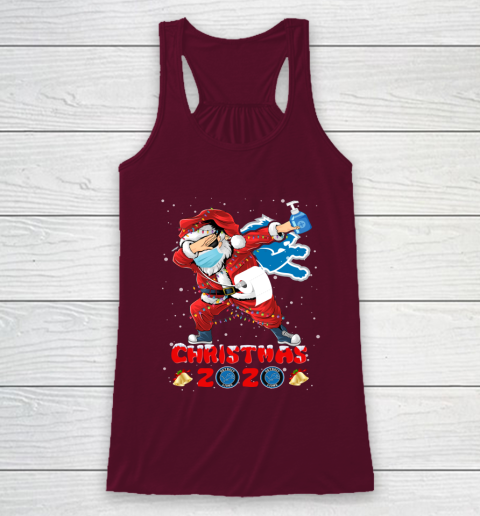 Detroit Lions Funny Santa Claus Dabbing Christmas 2020 NFL Racerback Tank 2