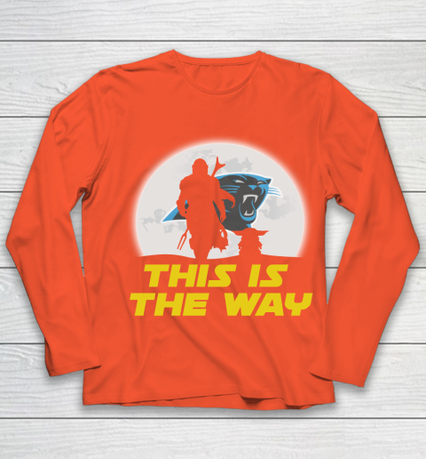 Carolina Panthers NFL Football Star Wars Yoda And Mandalorian This Is The Way Youth Long Sleeve 3