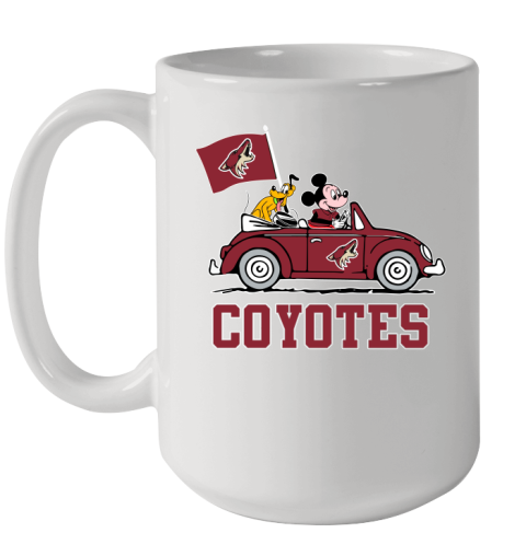 NHL Hockey Arizona Coyotes Pluto Mickey Driving Disney Shirt Ceramic Mug 15oz