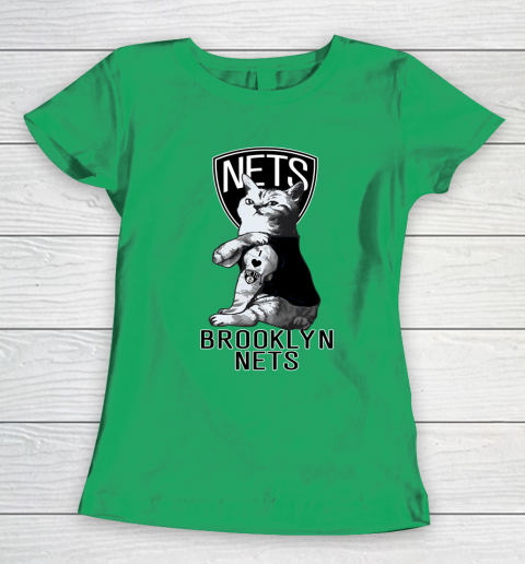 NBA Basketball My Cat Loves Brooklyn Nets Women's T-Shirt 5