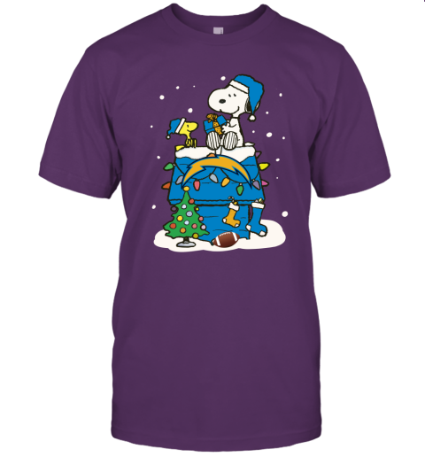 A Happy Christmas With Los Angeles Chargers Snoopy Unisex Jersey Tee