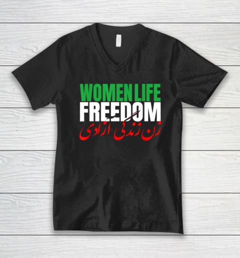 Iran Zan Zendegi Azadi Persian Woman Life Freedom V-Neck T-Shirt