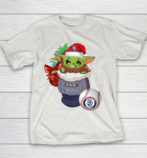 San Diego Padres Christmas Baby Yoda Star Wars Funny Happy MLB Youth T-Shirt 11