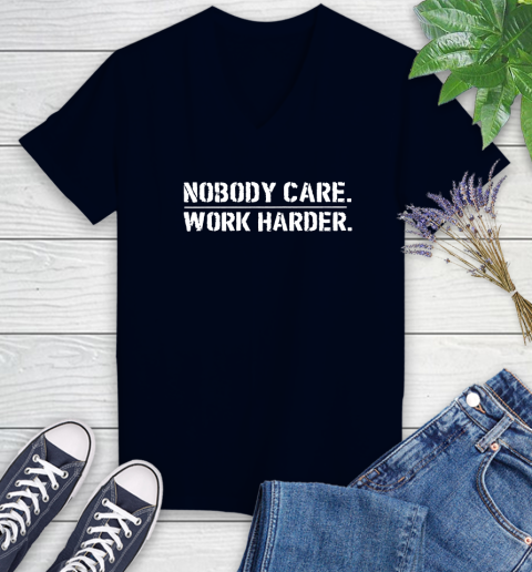 Lamar Jackson Nobody Cares Work Harder Women's V-Neck T-Shirt 2
