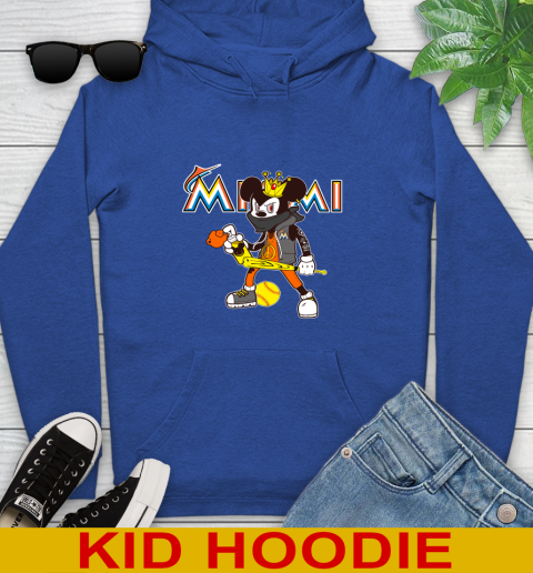 Miami Marlins MLB Baseball Mickey Peace Sign Sports Youth Hoodie 10
