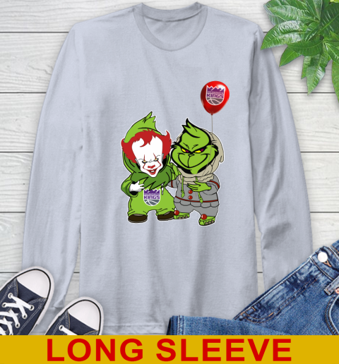 Sacramento Kings Baby Pennywise Grinch Christmas NBA Basketball Long Sleeve T-Shirt 6