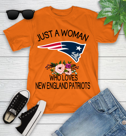 NFL Just A Woman Who Loves New England Patriots Football Sports Youth T-Shirt 4