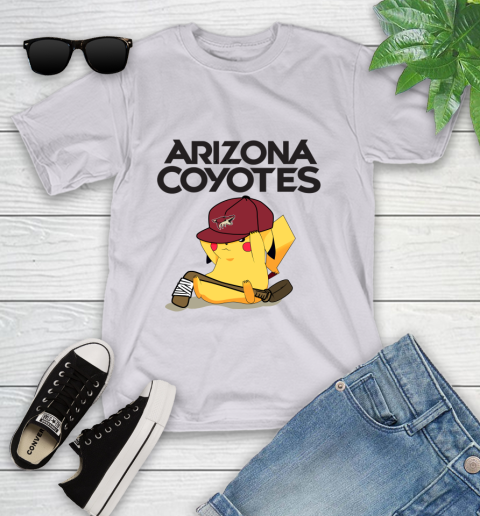 NHL Pikachu Hockey Sports Arizona Coyotes Youth T-Shirt 4