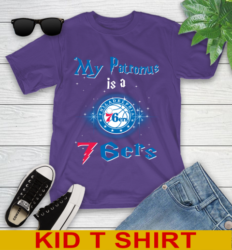 NBA Basketball Harry Potter My Patronus Is A Philadelphia 76ers Youth T-Shirt 3