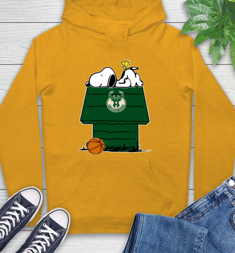 Milwaukee Bucks NBA Basketball Snoopy Woodstock The Peanuts Movie Hoodie 3