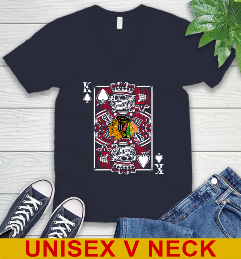 Chicago Blackhawks NHL Hockey The King Of Spades Death Cards Shirt V-Neck T-Shirt 3 Chicago Blackhawks NHL Hockey The King Of Spades Death Cards Shirt V-Neck T-Shirt - Image 3