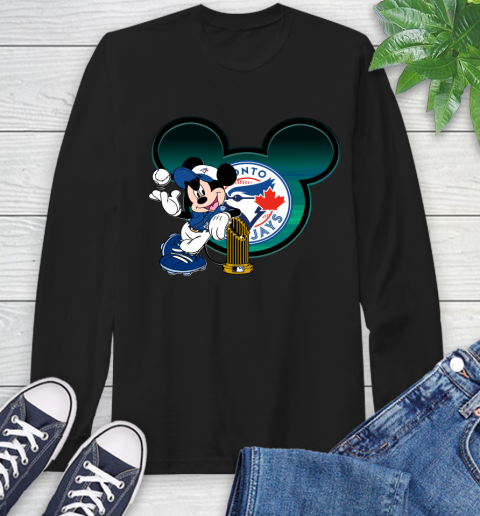 MLB Toronto Blue Jays The Commissioner's Trophy Mickey Mouse Disney Long Sleeve T-Shirt 2