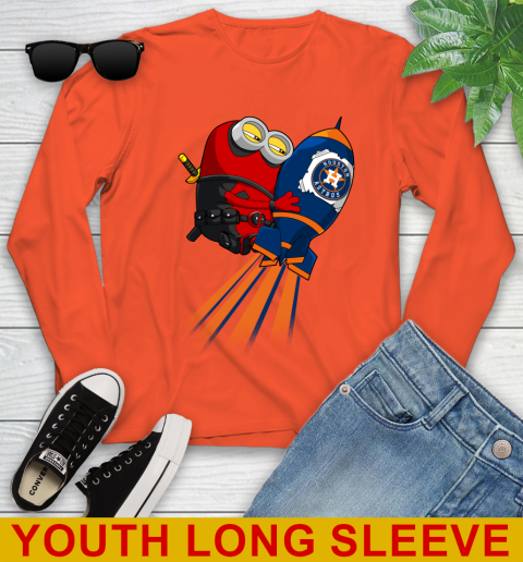 MLB Baseball Houston Astros Deadpool Minion Marvel Shirt Youth Long Sleeve 3