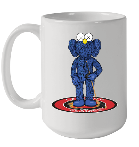 NHL Hockey Calgary Flames Kaws Bff Blue Figure Shirt Ceramic Mug 15oz