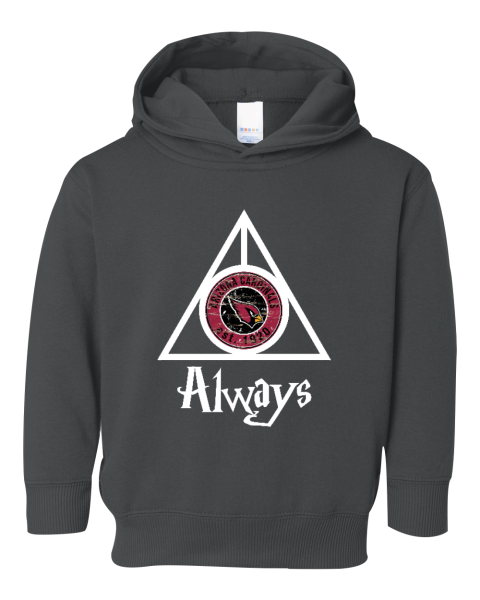 1kux always love the arizona cardinals x harry potter mashup toddler pullover hoodie 3326 158 front black