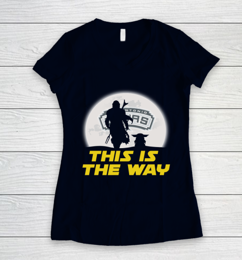 San Antonio Spurs NBA Basketball Star Wars Yoda And Mandalorian This Is The Way Women's V-Neck T-Shirt 2