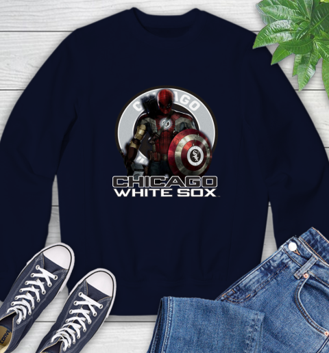 MLB Captain America Thor Spider Man Hawkeye Avengers Endgame Baseball Chicago White Sox Sweatshirt 3