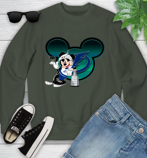 NHL Tampa Bay Lightning Stanley Cup Mickey Mouse Disney Hockey T Shirt Youth Sweatshirt 10