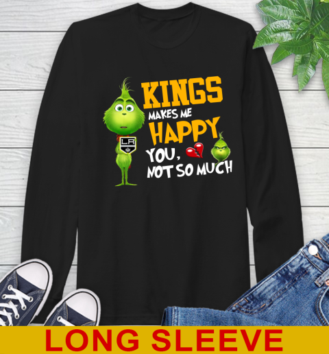 NHL Los Angeles Kings Makes Me Happy You Not So Much Grinch Hockey Sports Long Sleeve T-Shirt