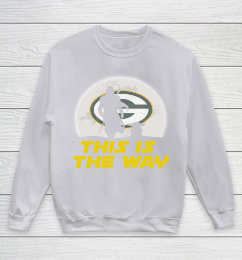 Green Bay Packers NFL Football Star Wars Yoda And Mandalorian This Is The Way Youth Sweatshirt 3