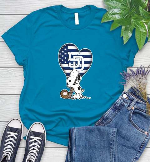 San Diego Padres MLB Baseball The Peanuts Movie Adorable Snoopy Women's T-Shirt 7