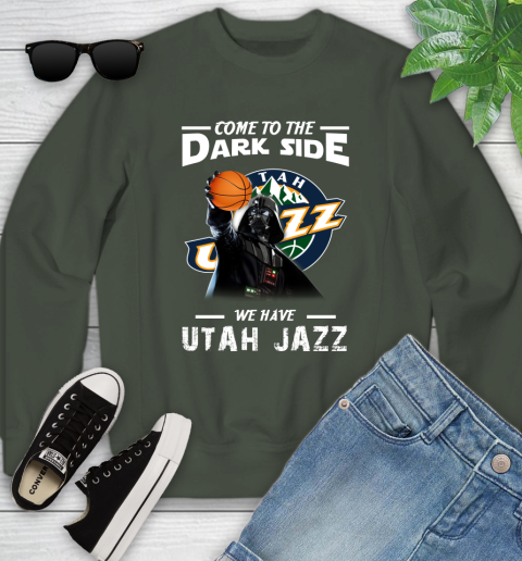 NBA Come To The Dark Side We Have Utah Jazz Star Wars Darth Vader Basketball Youth Sweatshirt 9