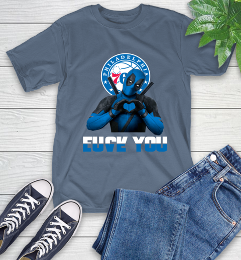 NBA Philadelphia 76ers Deadpool Love You Fuck You Basketball Sports T-Shirt 8