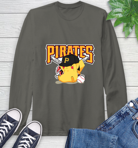 MLB Pikachu Baseball Sports Pittsburgh Pirates Long Sleeve T-Shirt 8