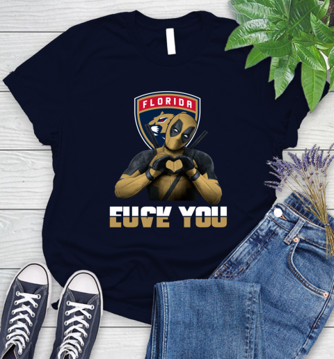 NHL Florida Panthers Deadpool Love You Fuck You Hockey Sports Women's T-Shirt 2