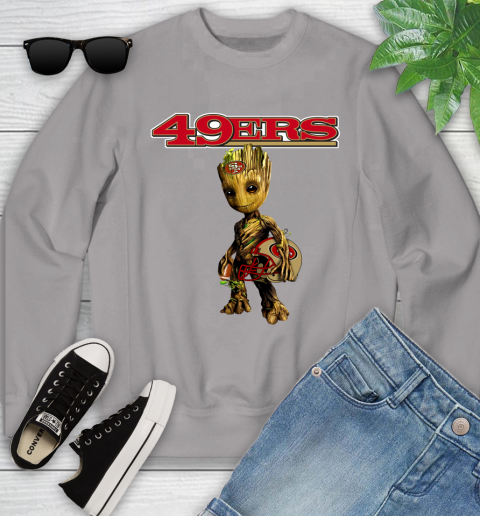 San Francisco 49ers NFL Football Groot Marvel Guardians Of The Galaxy Youth Sweatshirt 4