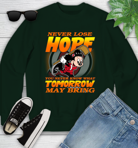 New Jersey Devils NHL Hockey ootball Mickey Disney Never Lose Hope Youth Sweatshirt 9