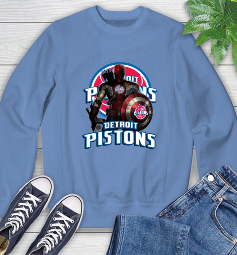 Detroit Pistons NBA Basketball Captain America Thor Spider Man Hawkeye Avengers Sweatshirt 11