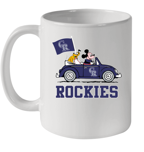MLB Baseball Colorado Rockies Pluto Mickey Driving Disney Shirt Ceramic Mug 11oz