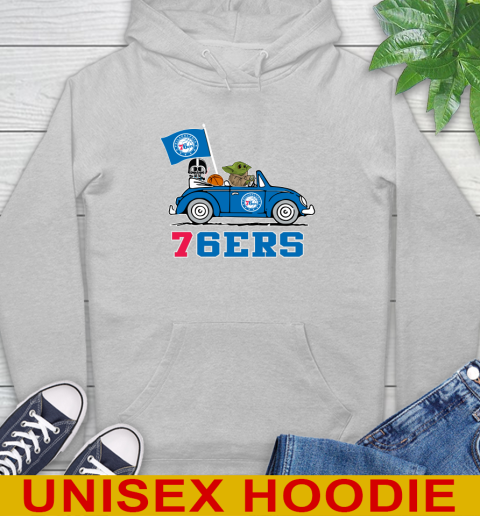 NBA Basketball Philadelphia 76ers Darth Vader Baby Yoda Driving Star Wars Shirt Hoodie 6