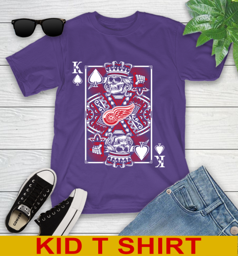 Detroit Red Wings NHL Hockey The King Of Spades Death Cards Shirt Youth T-Shirt 3