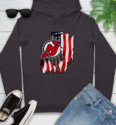 New Jersey Devils NHL Hockey American Flag Youth Hoodie 8