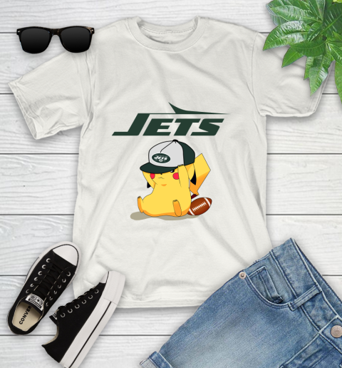 NFL Pikachu Football Sports New York Jets Youth T-Shirt