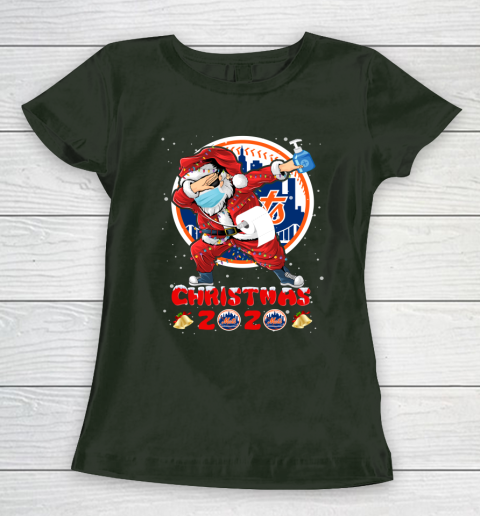 New York Mets Funny Santa Claus Dabbing Christmas 2020 MLB Women's T-Shirt 4