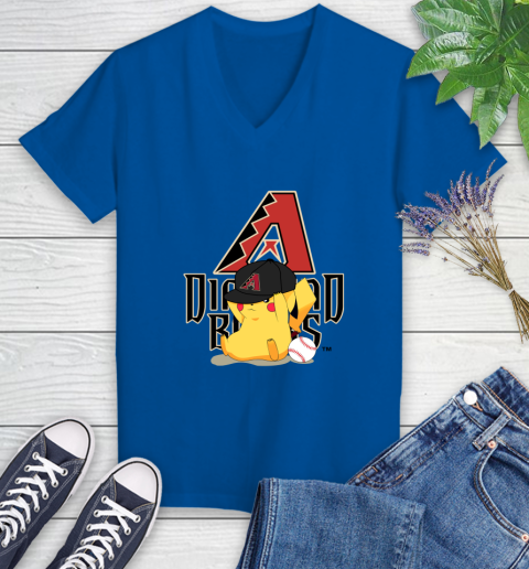 MLB Pikachu Baseball Sports Arizona Diamondbacks Women's V-Neck T-Shirt 10