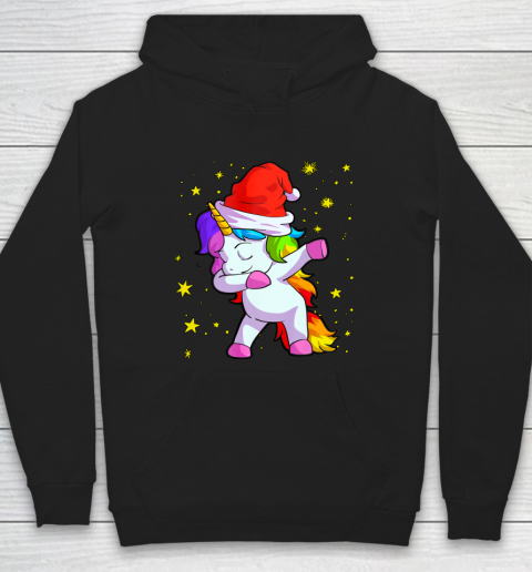 Christmas Unicorn Shirt for Girls Santa Hat Xmas Gift Hoodie
